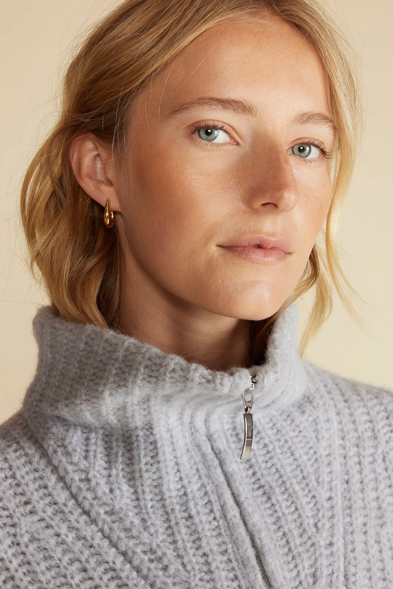 Veronique Chunky Half Zip Pullover Sweater - Heather Grey sold by Amour Vert product image thumbnail 2