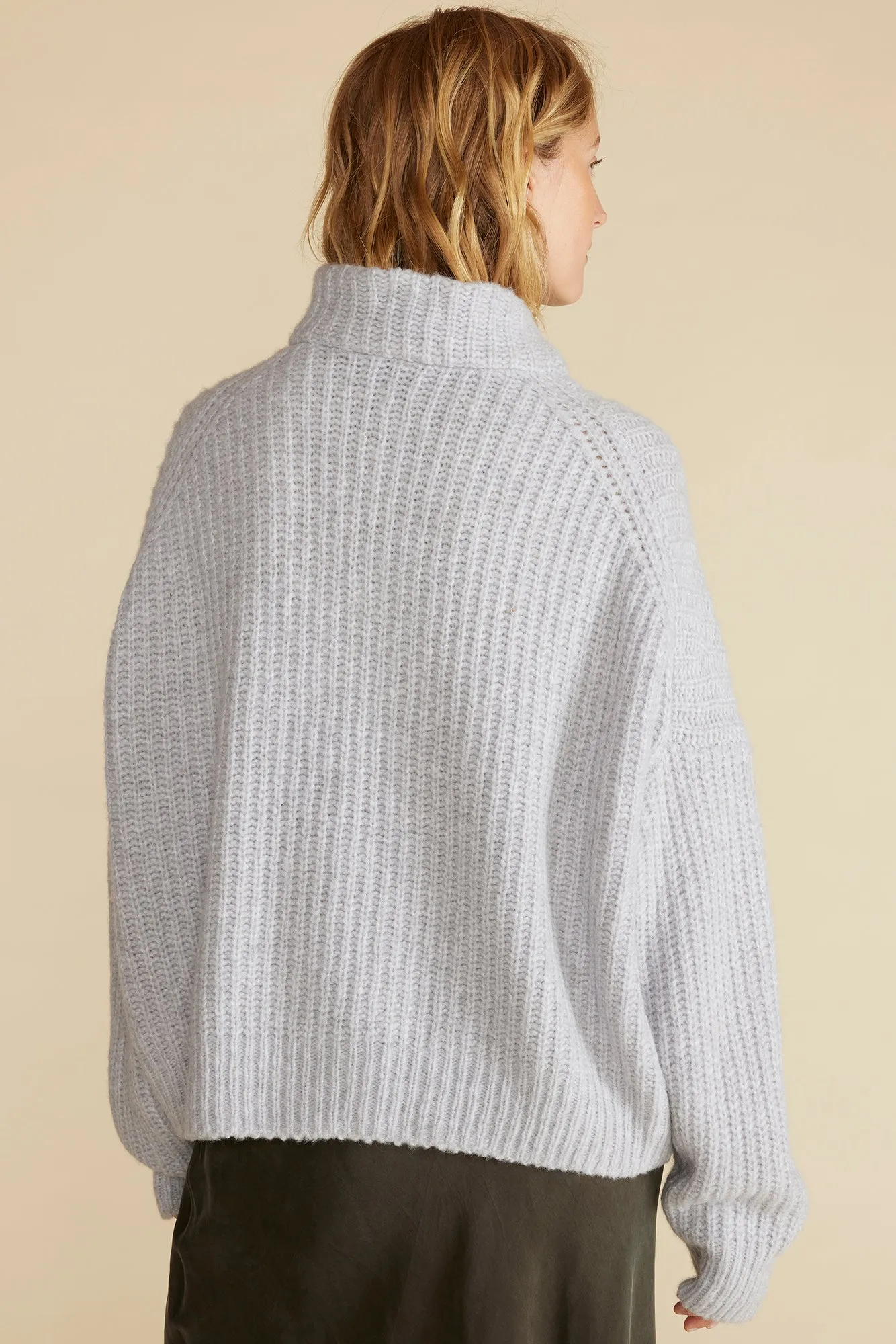 Veronique Chunky Half Zip Pullover Sweater - Heather Grey sold by Amour Vert product image thumbnail 4