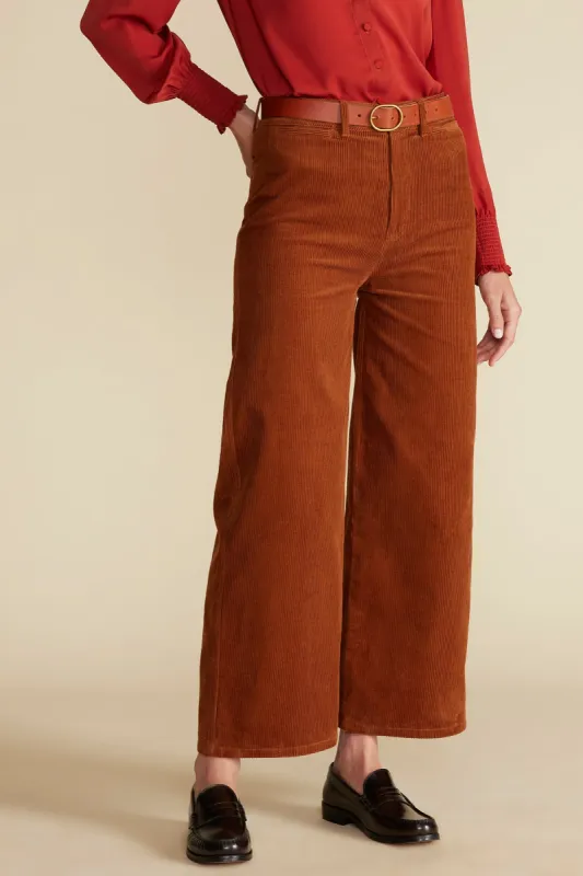 Wide Leg Utility Corduroy Pant - Almond Brown sold by Amour Vert