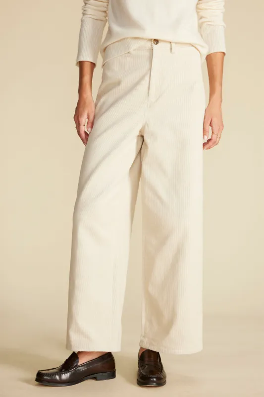 Wide Leg Utility Corduroy Pant - Ivory sold by Amour Vert