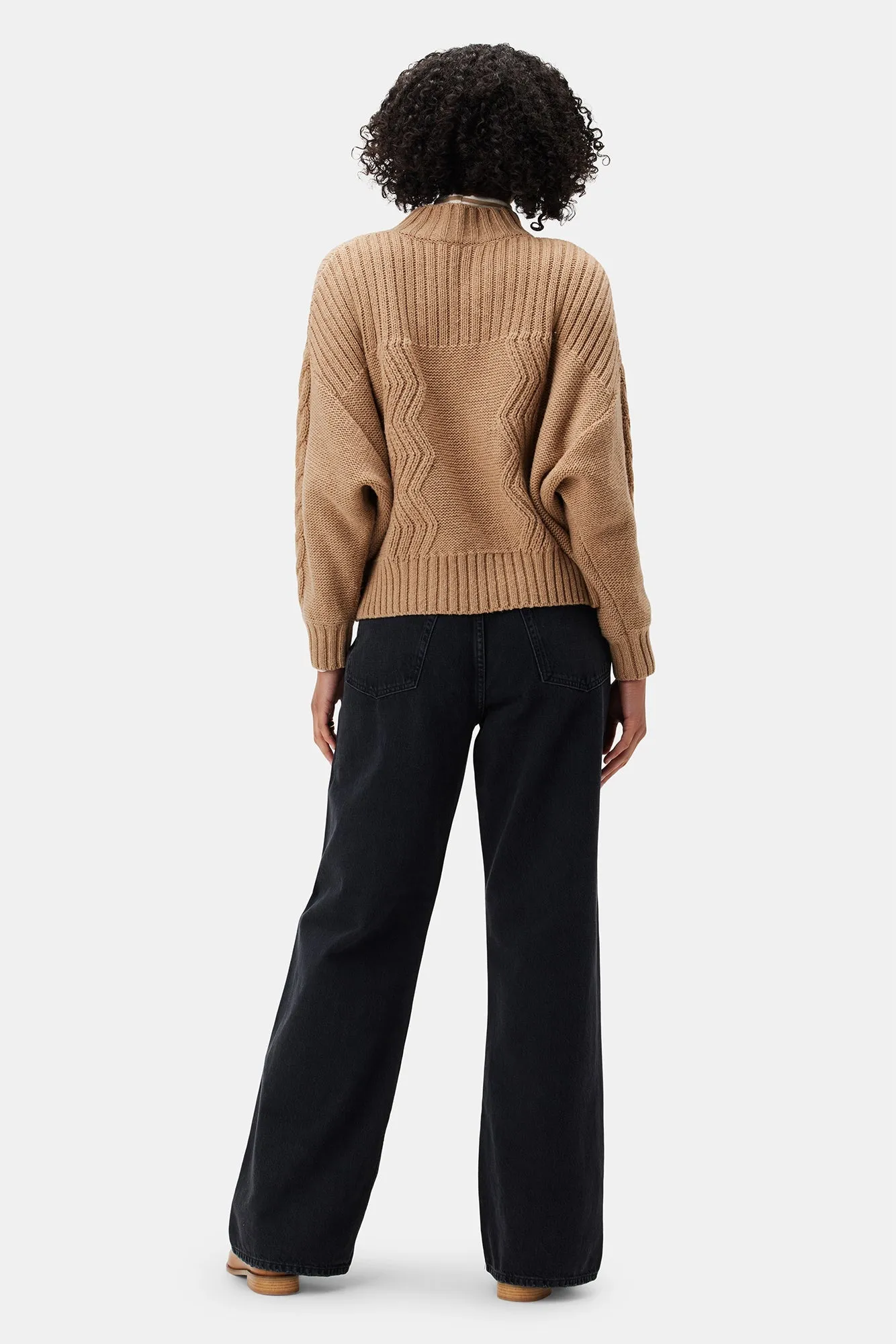 Cameryn Cable Knit Wool Sweater - Camel - ReAmour sold by Amour Vert product image thumbnail 4
