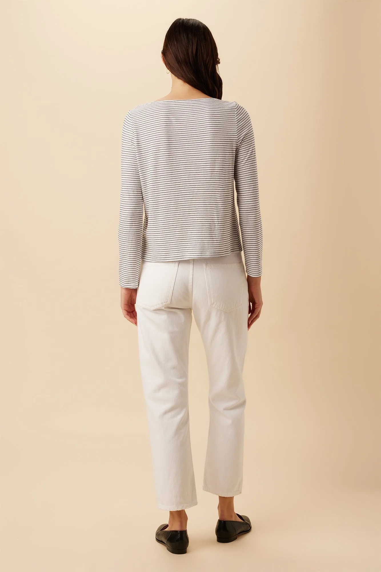 Cecelia Long Sleeve Reverie Slub Tee - Gigi White Stripe - ReAmour sold by Amour Vert product image thumbnail 3