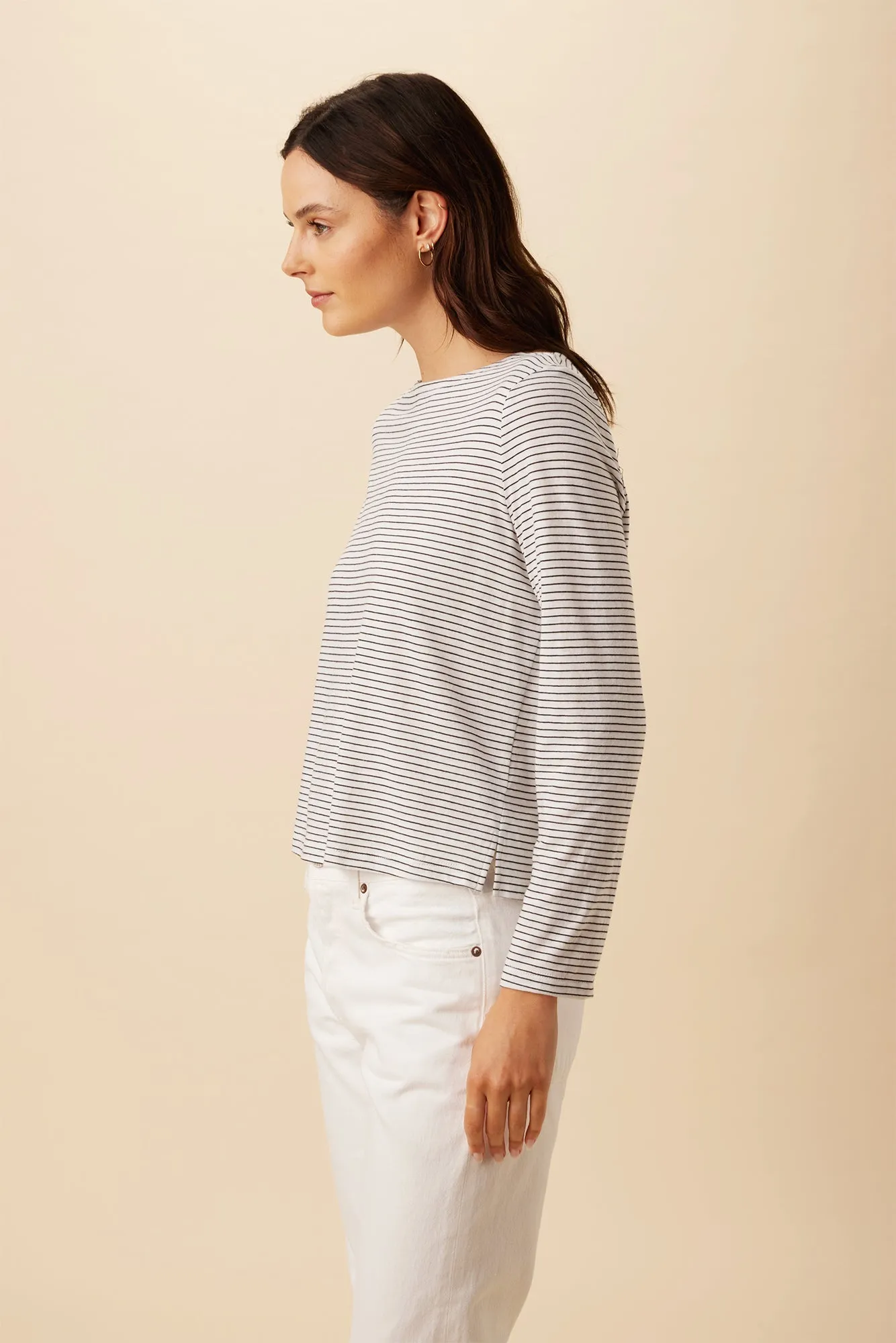 Cecelia Long Sleeve Reverie Slub Tee - Gigi White Stripe - ReAmour sold by Amour Vert product image thumbnail 2