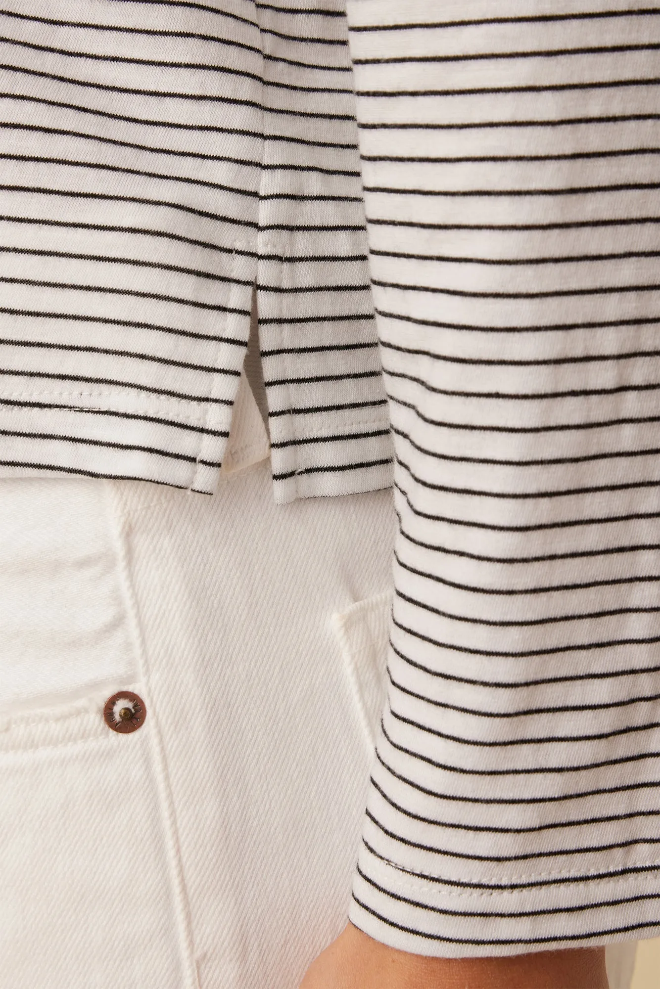 Cecelia Long Sleeve Reverie Slub Tee - Gigi White Stripe - ReAmour sold by Amour Vert product image thumbnail 4