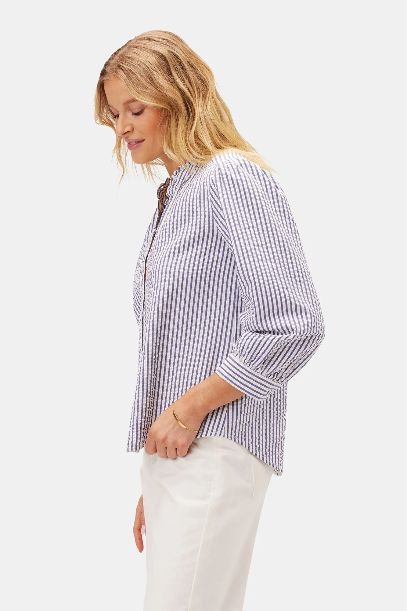Charlotte Seersucker Blouse - Brittany Stripe Blue - ReAmour sold by Amour Vert product image thumbnail 4