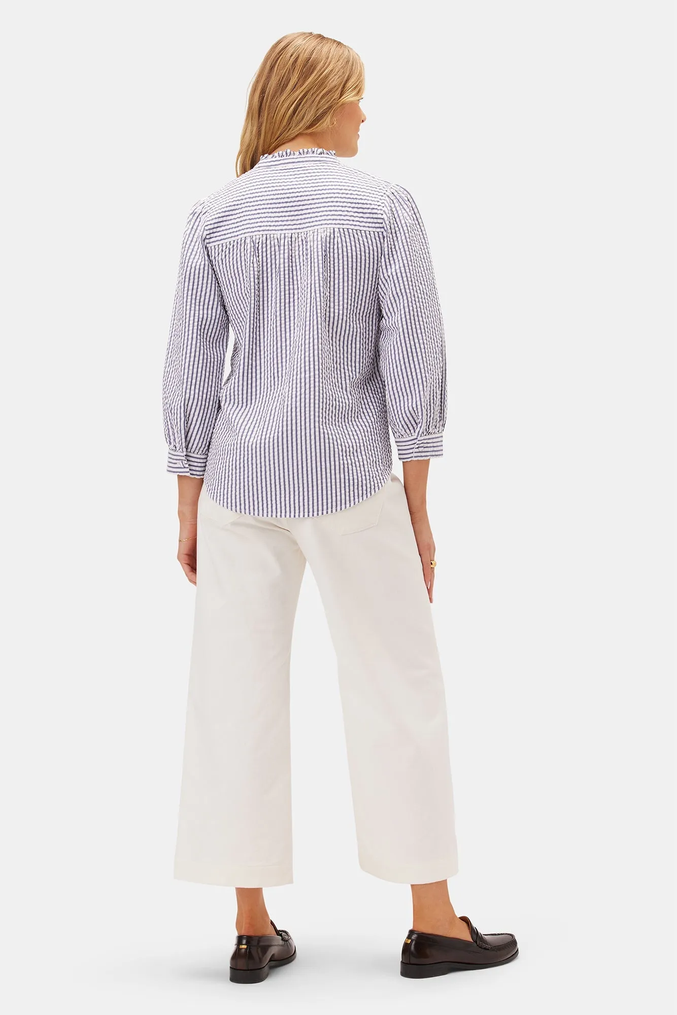 Charlotte Seersucker Blouse - Brittany Stripe Blue - ReAmour sold by Amour Vert product image thumbnail 5