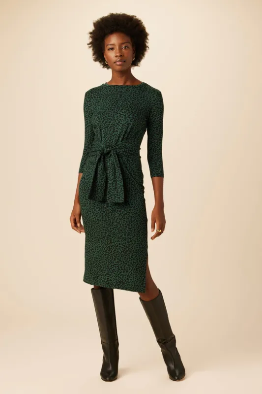 Colombe 3/4 Sleeve Reverie Knit Dress - Forest Leopard - ReAmour sold by Amour Vert
