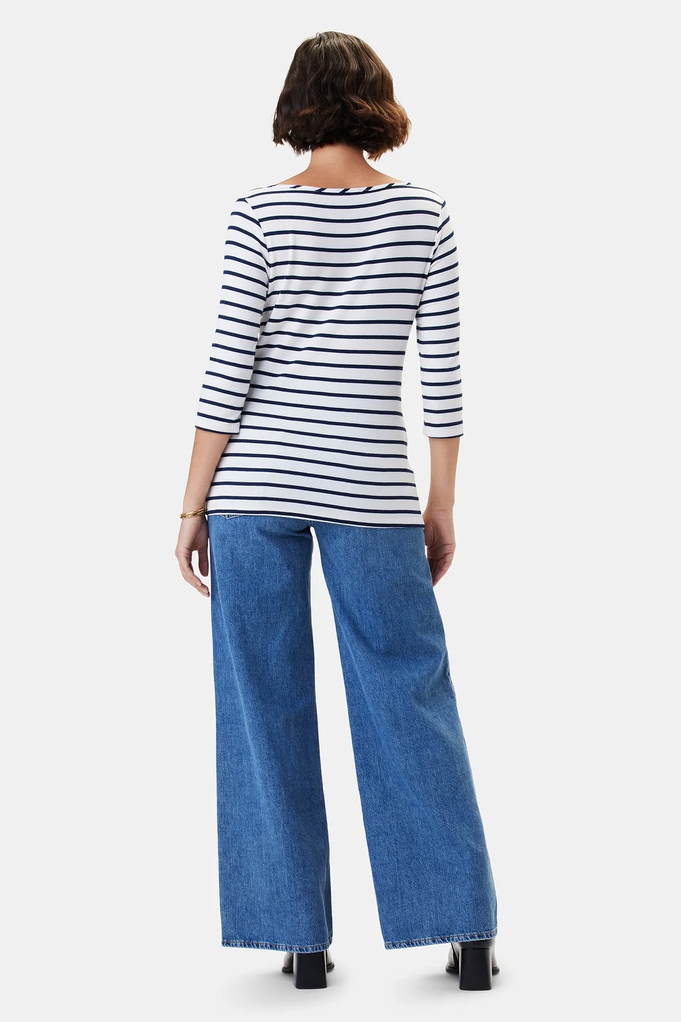 Francoise 3/4 Sleeve Modal Tee - Marine Stripe - ReAmour sold by Amour Vert product image thumbnail 3