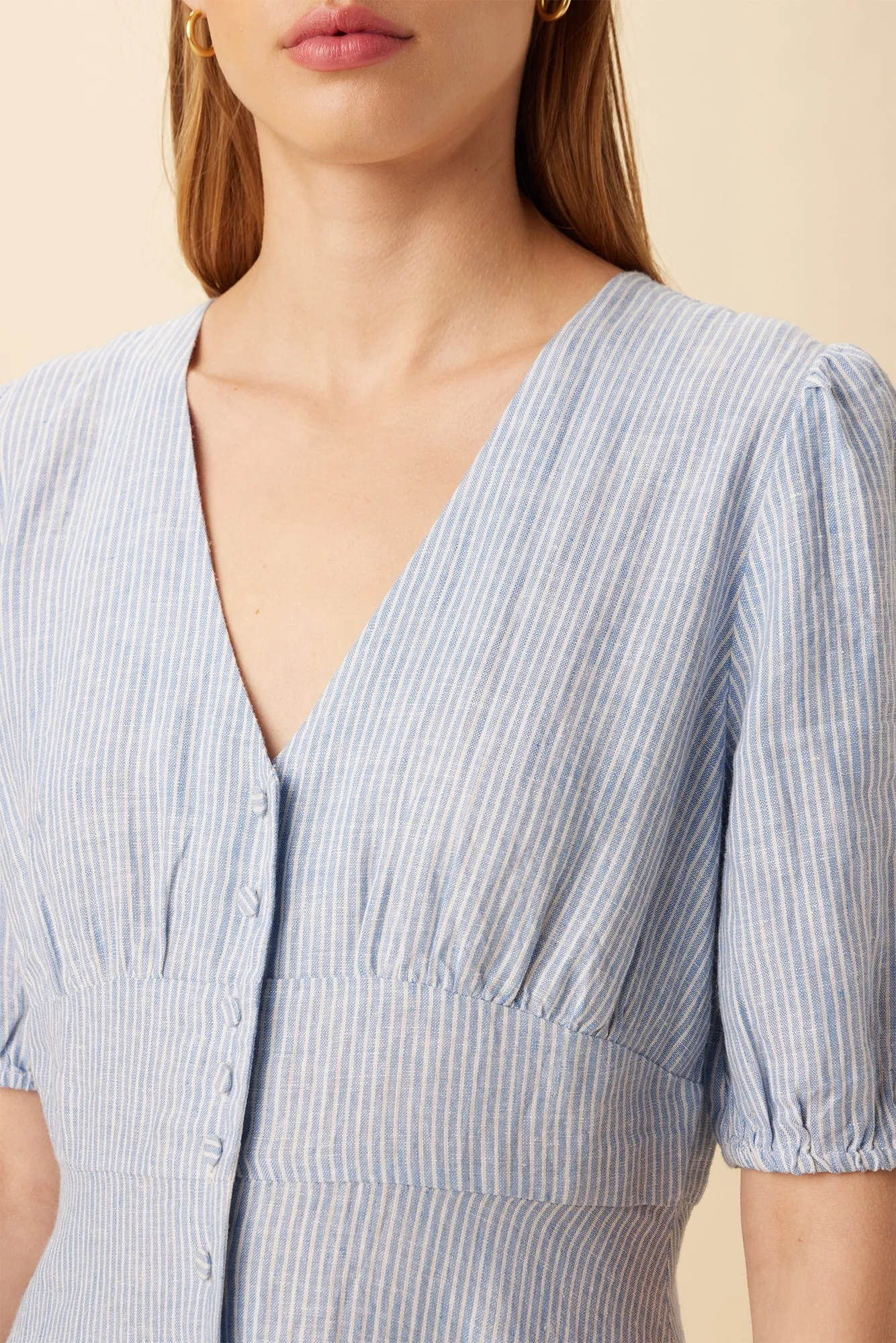 Odette Linen Dress - Blue Natural Stripe - ReAmour sold by Amour Vert product image thumbnail 4