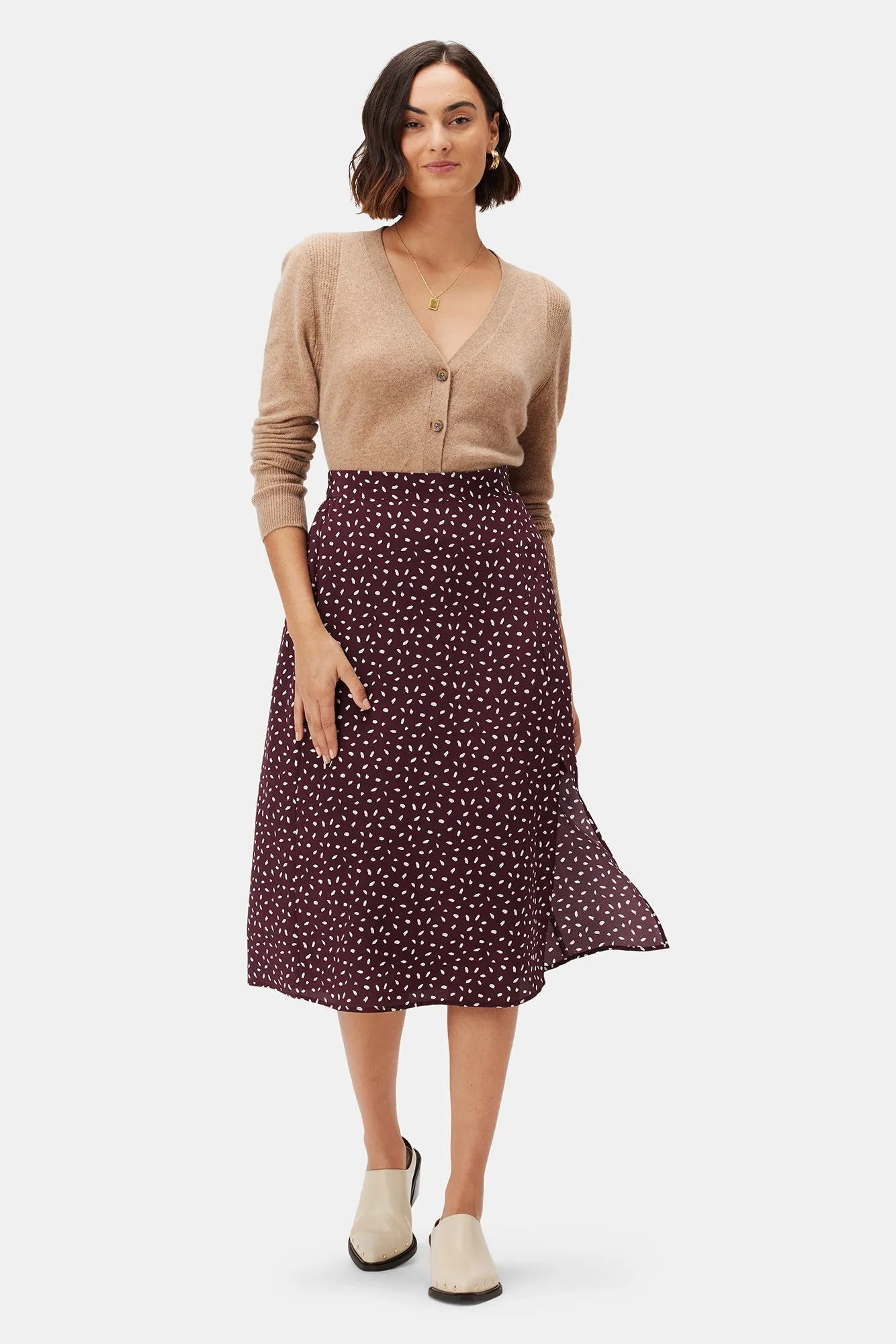 Ollie Washable Silk Skirt - Doucet Dot Vineyard - ReAmour sold by Amour Vert product image thumbnail 4