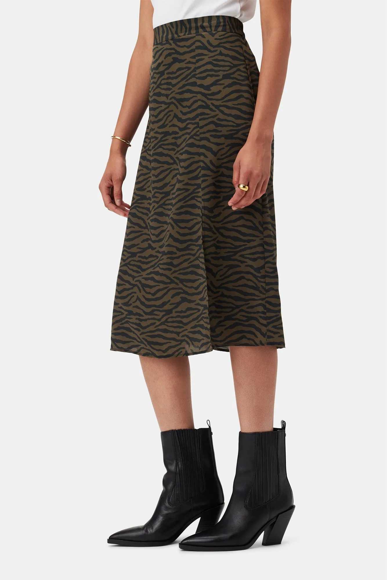 Ollie Washable Silk Skirt - Zebra Green Black - ReAmour sold by Amour Vert product image thumbnail 2