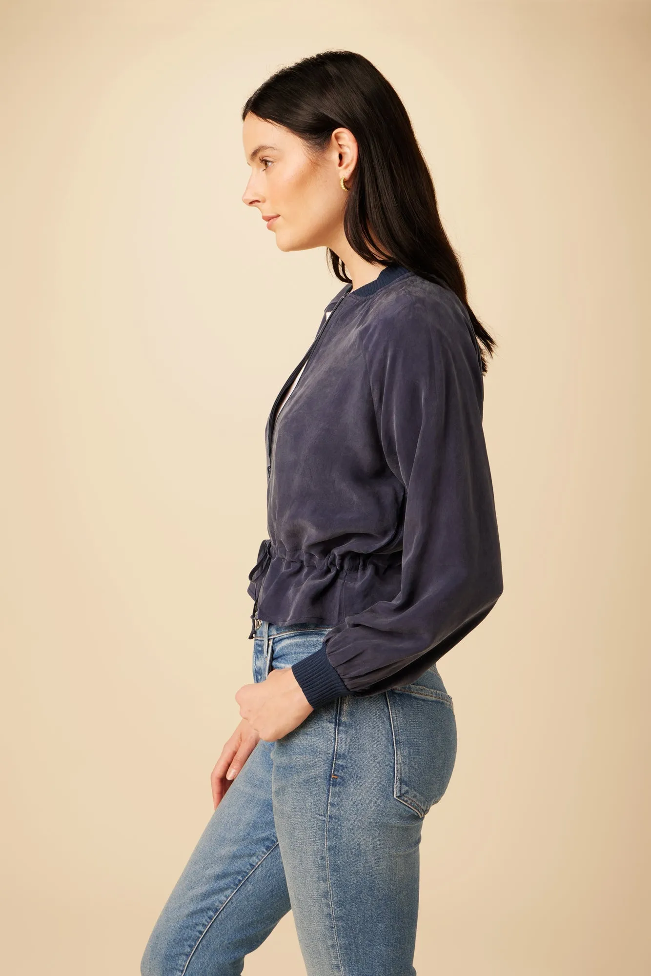 Roux Mixed Cupro Jacket - Ocean - ReAmour sold by Amour Vert product image thumbnail 3