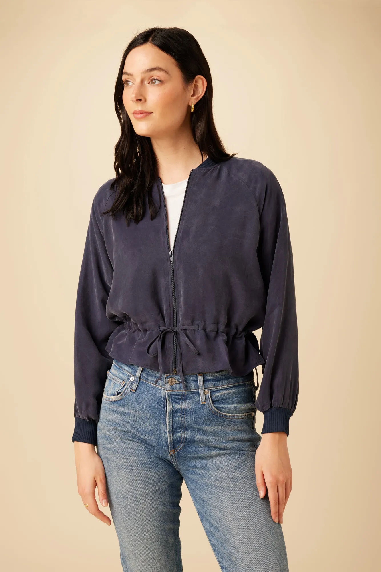 Roux Mixed Cupro Jacket - Ocean - ReAmour sold by Amour Vert product image thumbnail 2