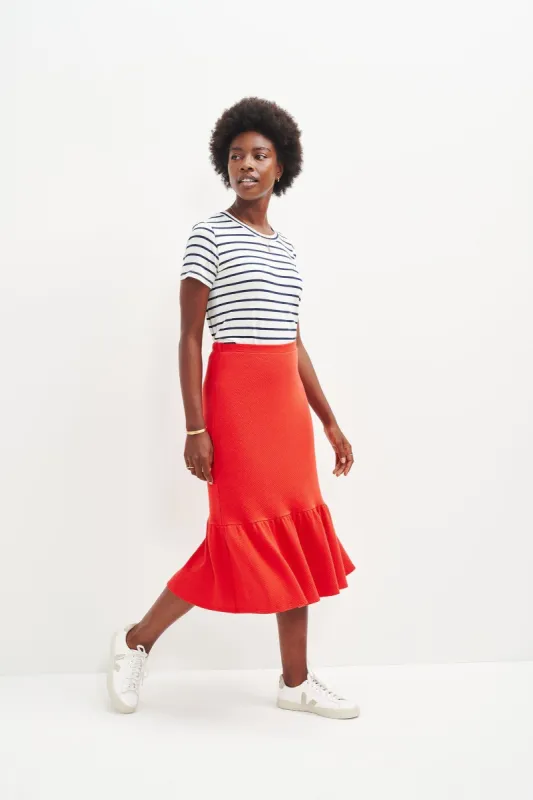 Melia Scallop Knit Skirt - Carmine - ReAmour sold by Amour Vert