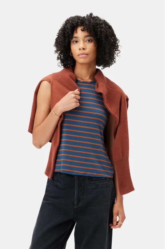 Jillian Modal Tank - Azure Umber Stripe sold by Amour Vert