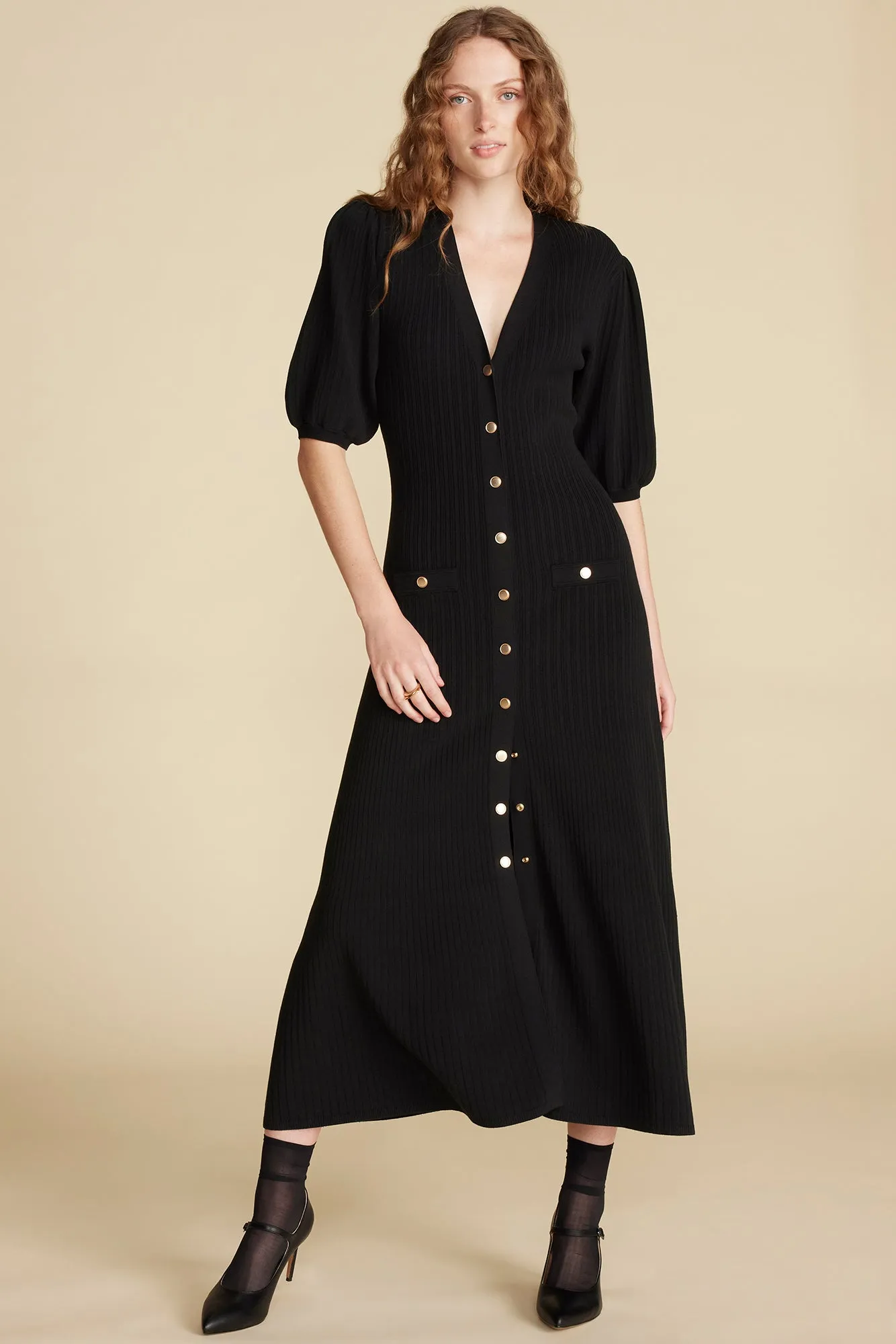Benoite Knit Shirt Dress - Black sold by Amour Vert