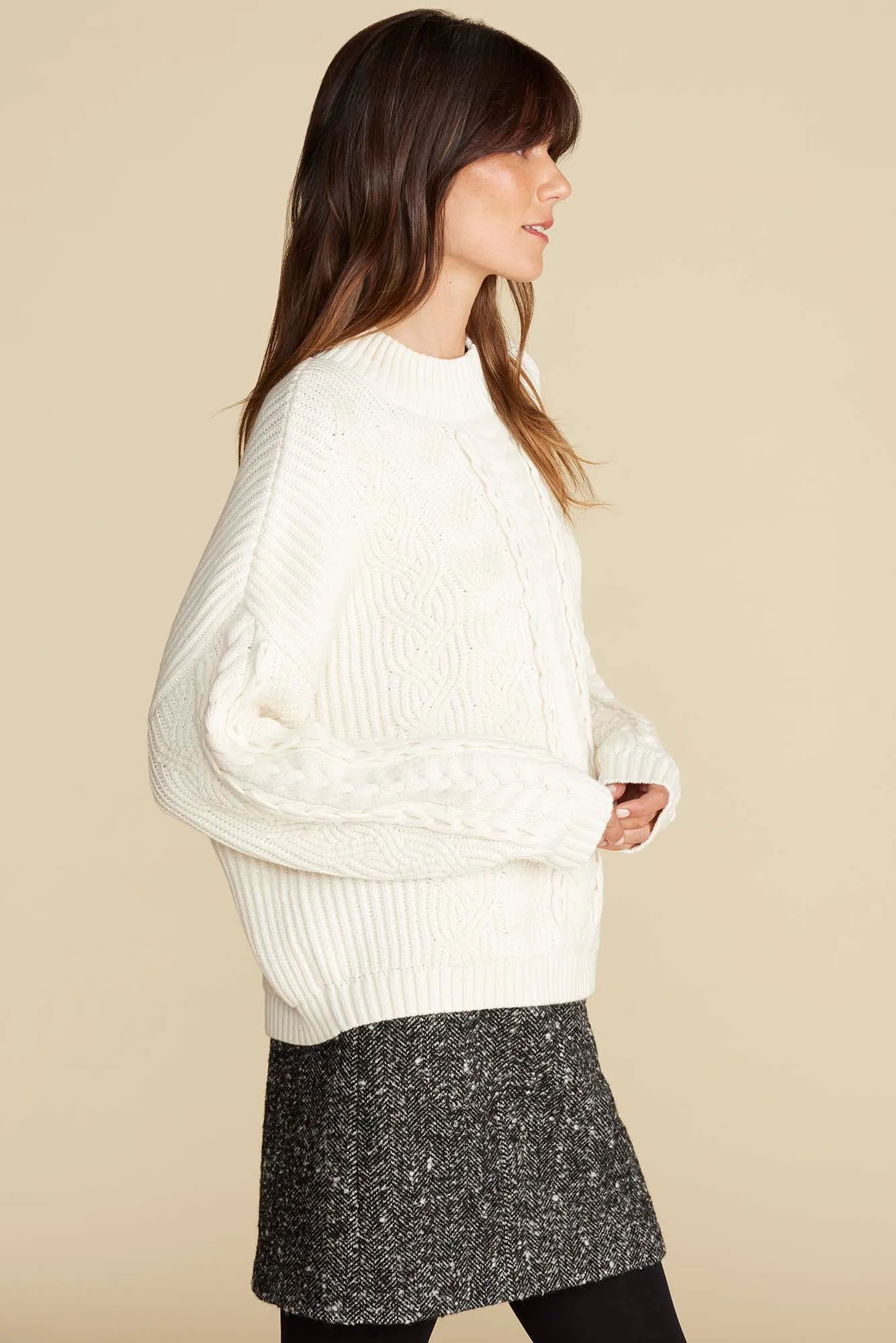 Celeste Cable Cotton Merino Sweater - Ivory sold by Amour Vert product image thumbnail 3