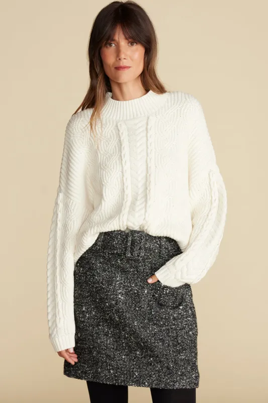 Celeste Cable Cotton Merino Sweater - Ivory sold by Amour Vert