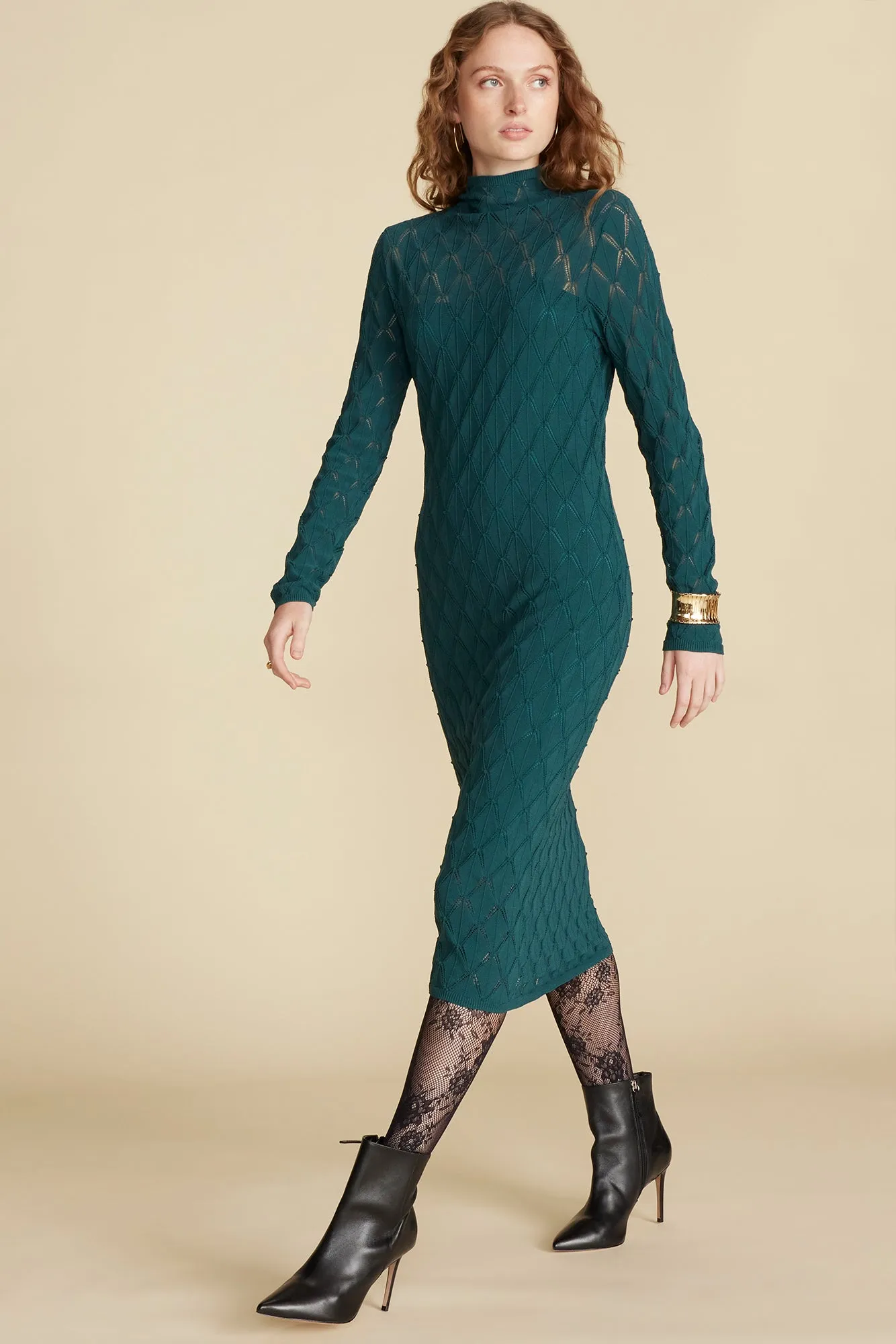 Dore Crochet Knit Midi Dress - Teal Blue sold by Amour Vert product image thumbnail 5