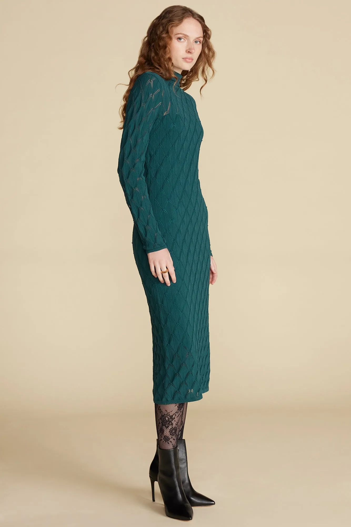 Dore Crochet Knit Midi Dress - Teal Blue sold by Amour Vert product image thumbnail 3