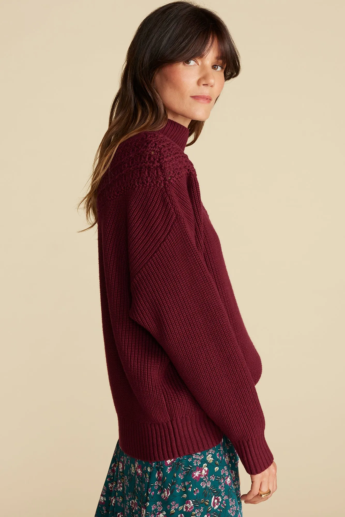 Monet Cotton Merino Sweater - Burgundy sold by Amour Vert product image thumbnail 3