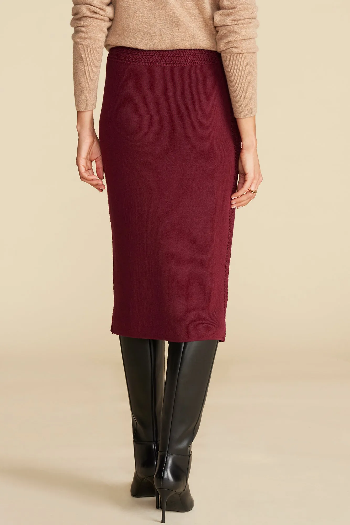 Olympe Knit Pencil Skirt - Burgundy sold by Amour Vert product image thumbnail 4