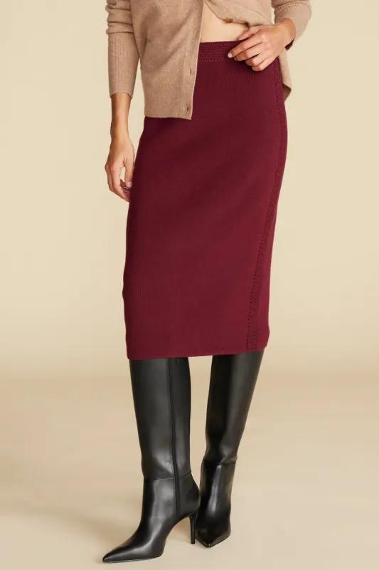 Olympe Knit Pencil Skirt - Burgundy sold by Amour Vert