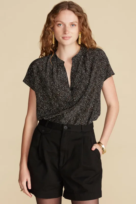 Renata Washable Silk Blouse - Chamonix Black and White Print sold by Amour Vert