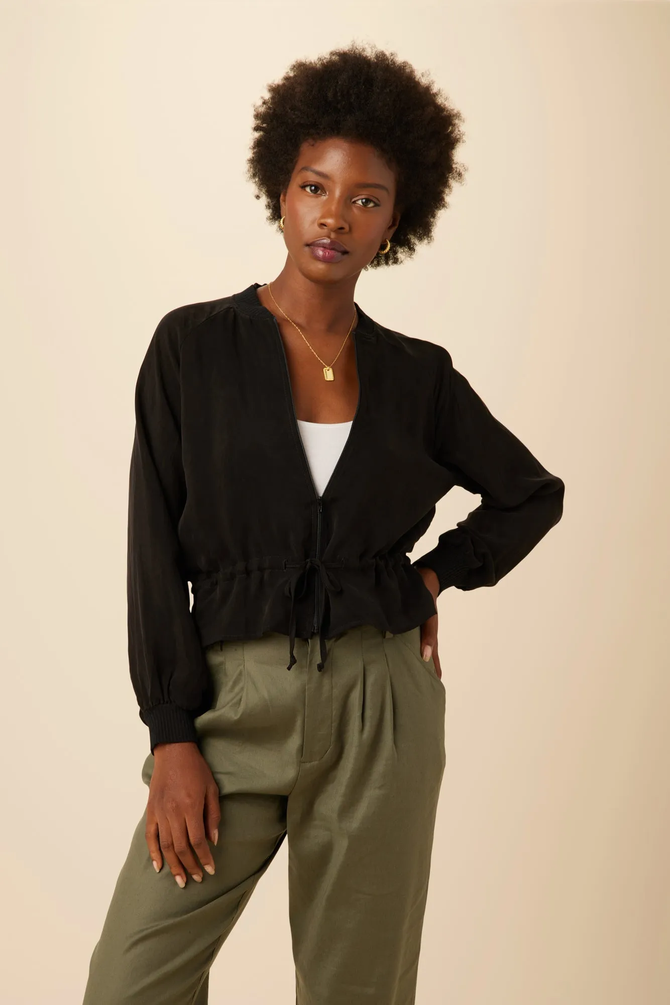 Roux Mixed Cupro Jacket - Black - ReAmour sold by Amour Vert product image thumbnail 2