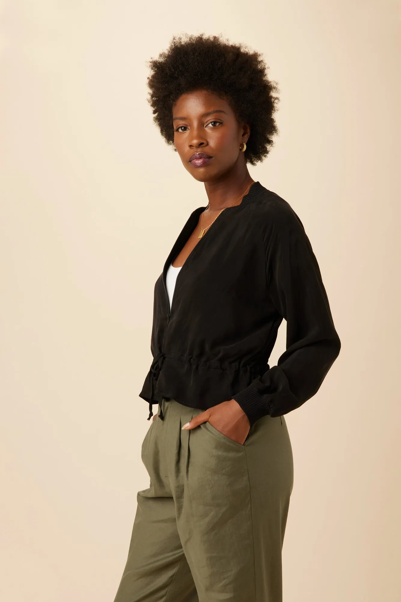 Roux Mixed Cupro Jacket - Black - ReAmour sold by Amour Vert product image thumbnail 3