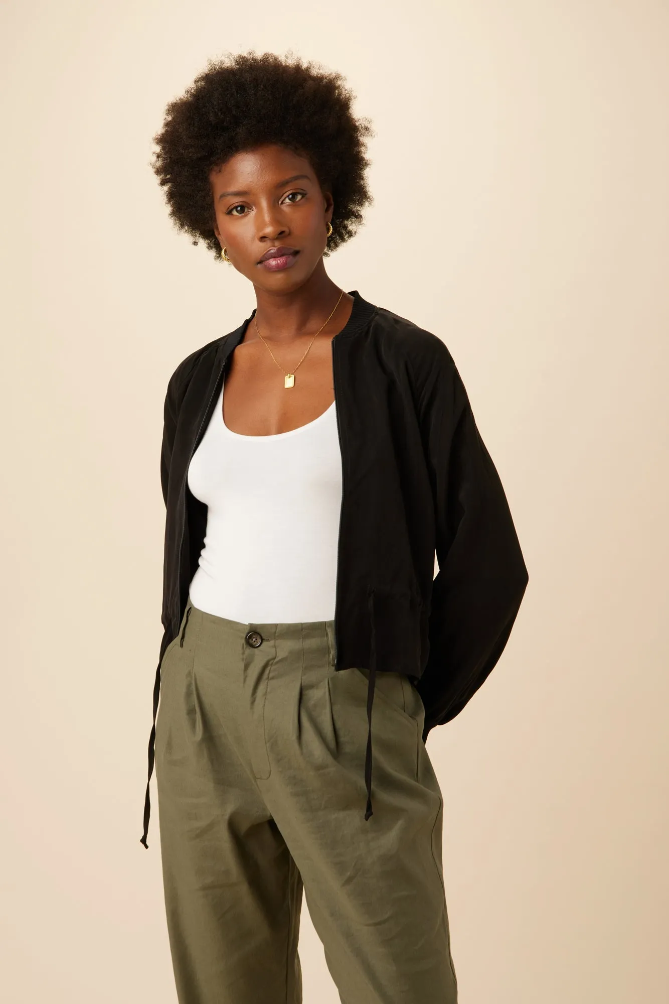 Roux Mixed Cupro Jacket - Black - ReAmour sold by Amour Vert