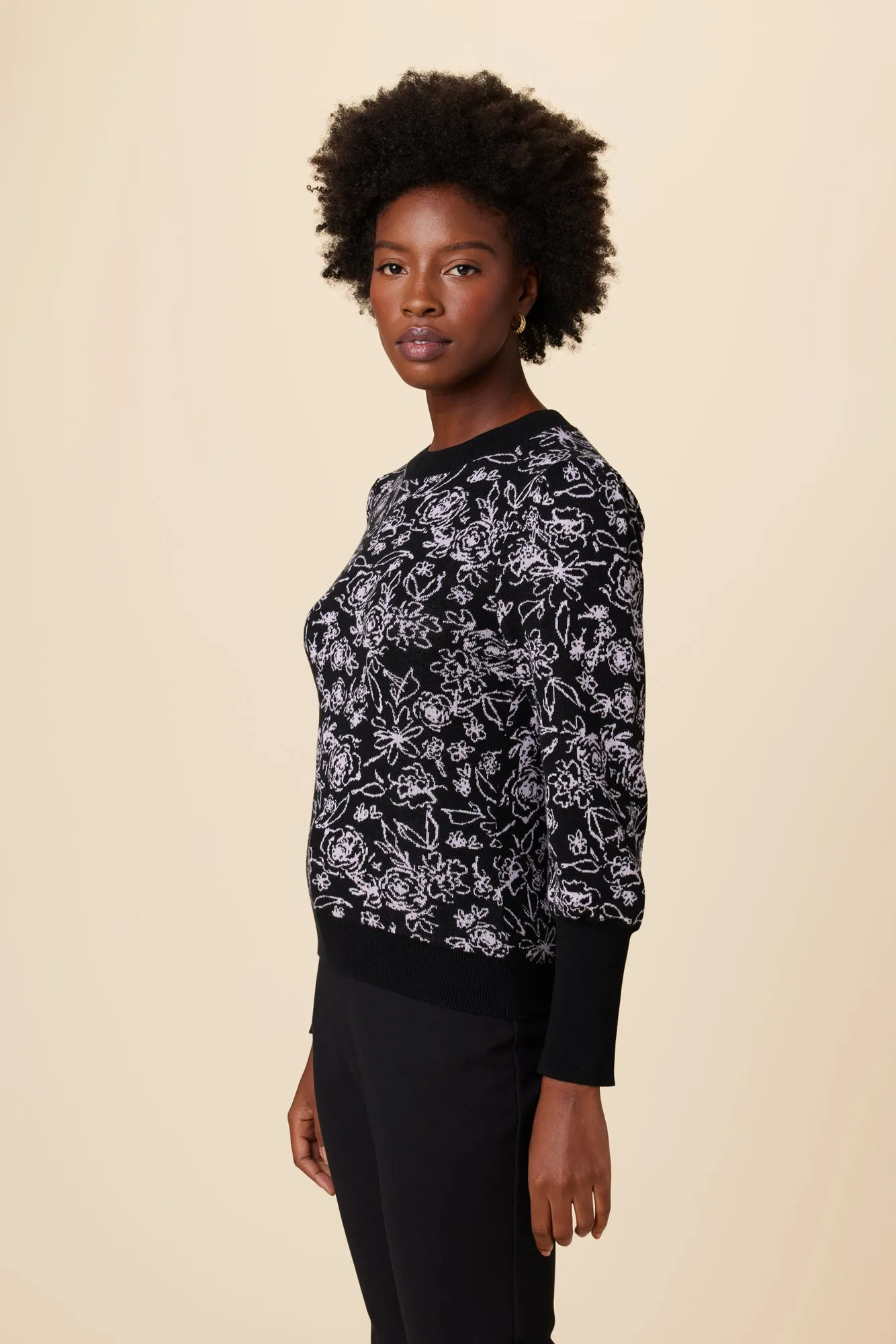 Sasha Organic Cotton Sweater - Black Lavender - ReAmour sold by Amour Vert product image thumbnail 2
