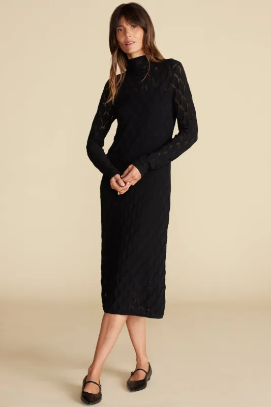 Dore Diamond Pointelle Midi Dress - Black sold by Amour Vert