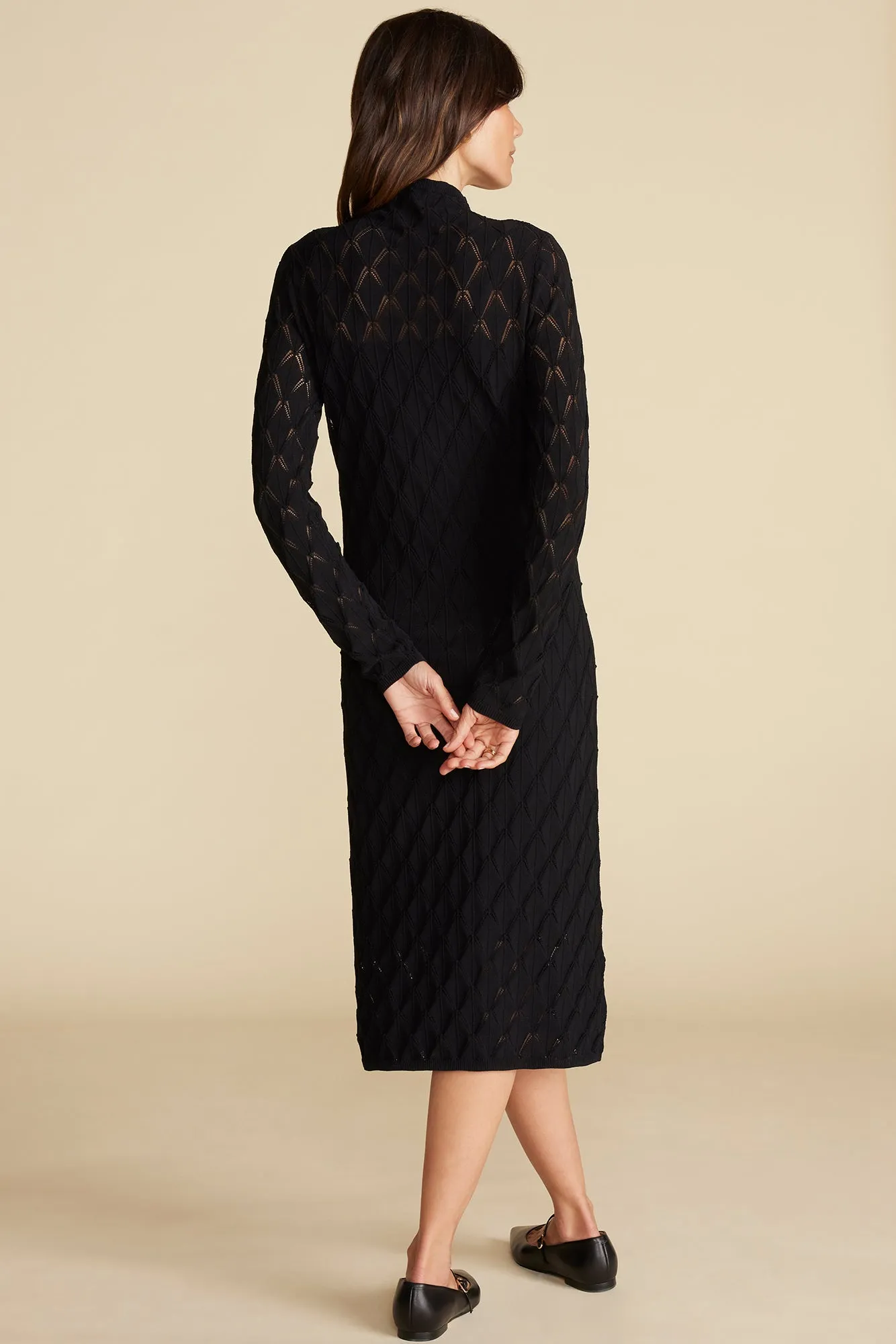 Dore Diamond Pointelle Midi Dress - Black sold by Amour Vert product image thumbnail 5