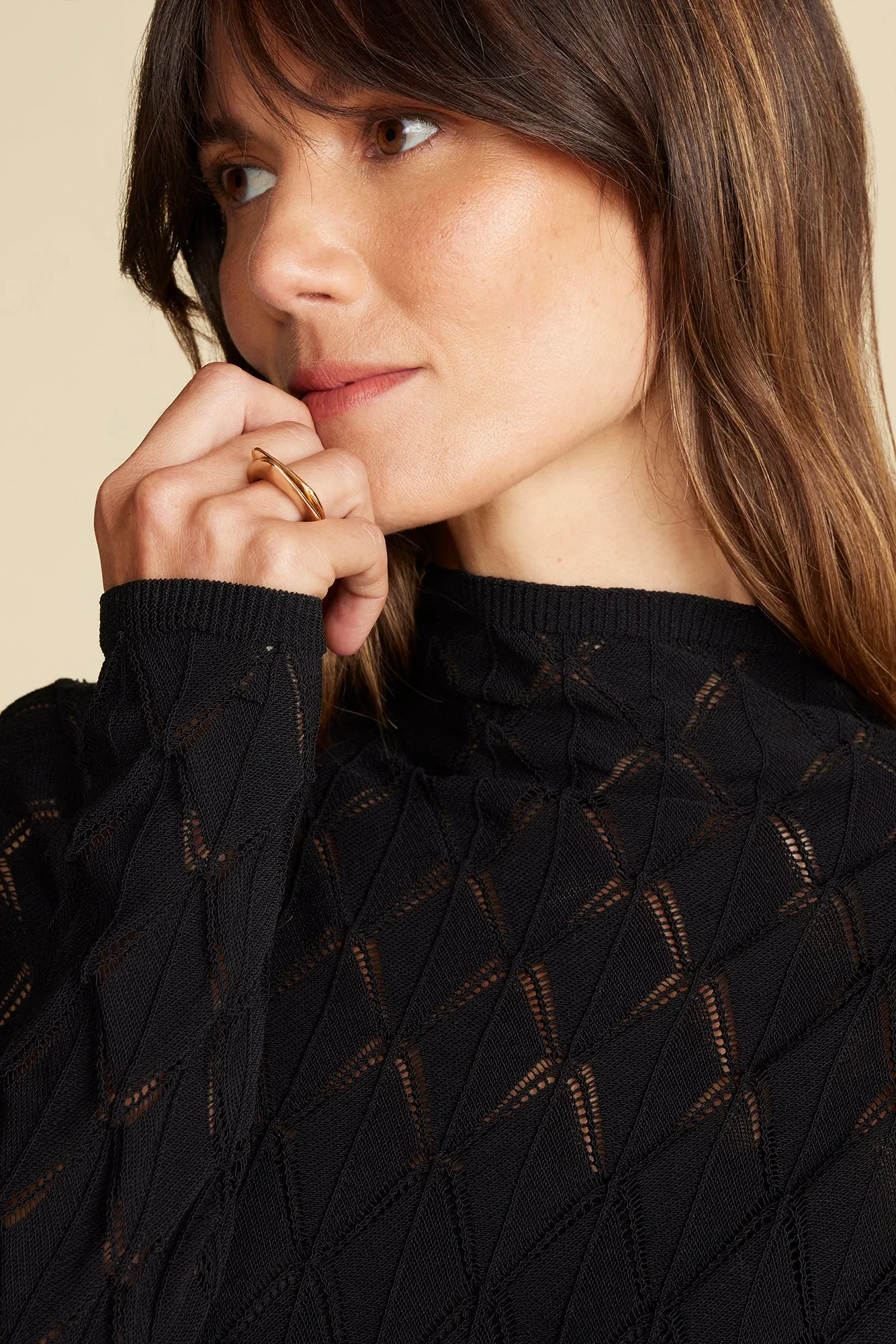 Dore Diamond Pointelle Midi Dress - Black sold by Amour Vert product image thumbnail 3