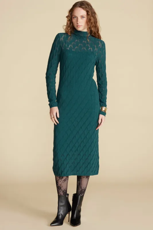 Dore Diamond Pointelle Midi Dress - Forest Green sold by Amour Vert