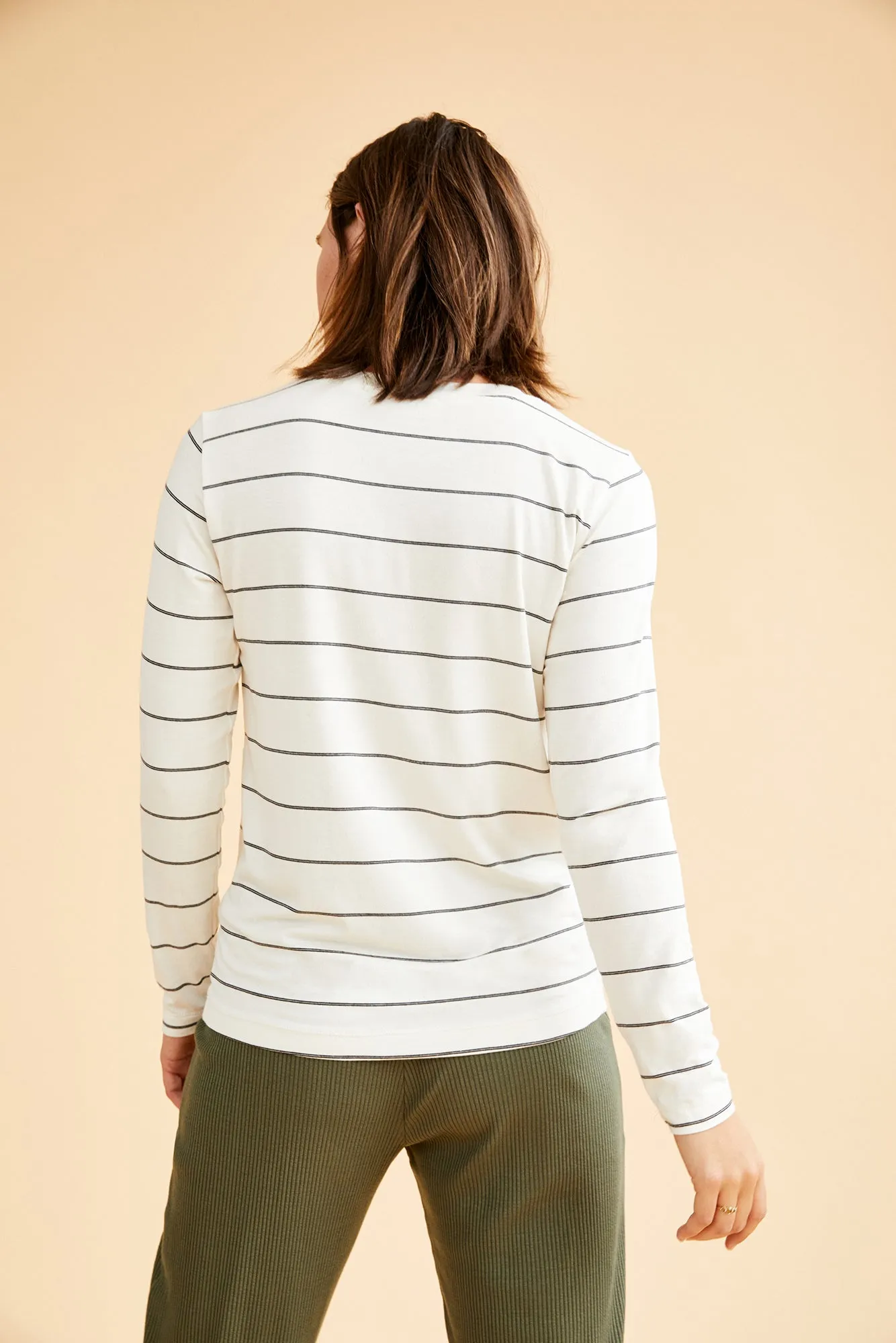 Berkeley Long Sleeve Modal Tee - White Havana Stripe - ReAmour sold by Amour Vert product image thumbnail 4