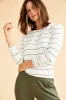 Berkeley Long Sleeve Modal Tee - White Havana Stripe - ReAmour sold by Amour Vert