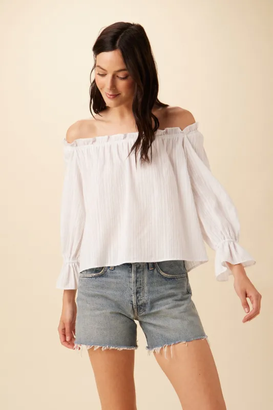 Valerie Off-Shoulder Cotton Blouse - White - ReAmour sold by Amour Vert