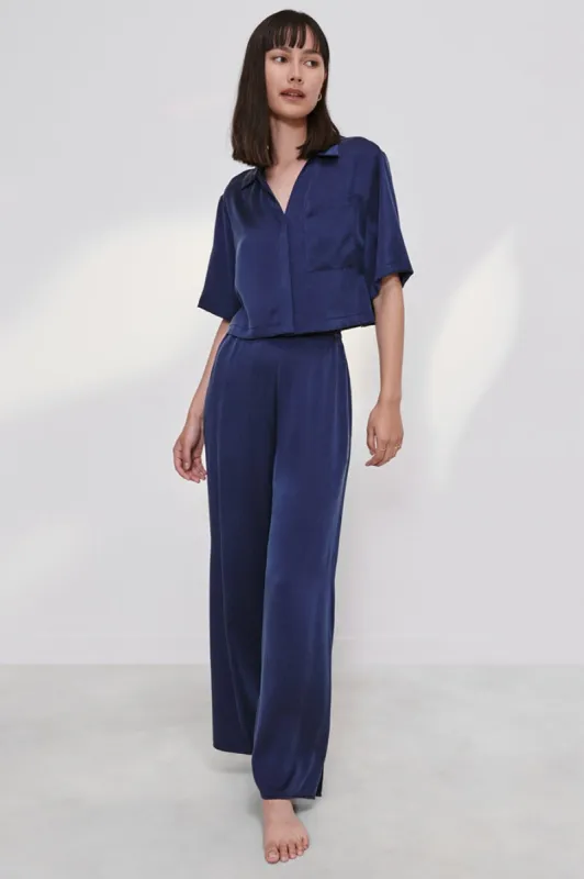 Lunya Washable Silk High Rise Pant Set - Deep Blue sold by Amour Vert