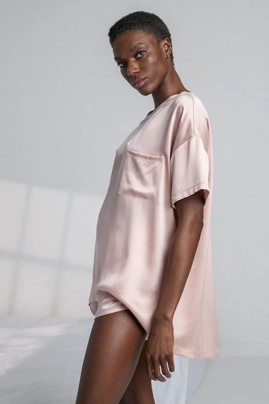 Lunya Washable Silk Tee and Shorts Set - Delicate Pink sold by Amour Vert