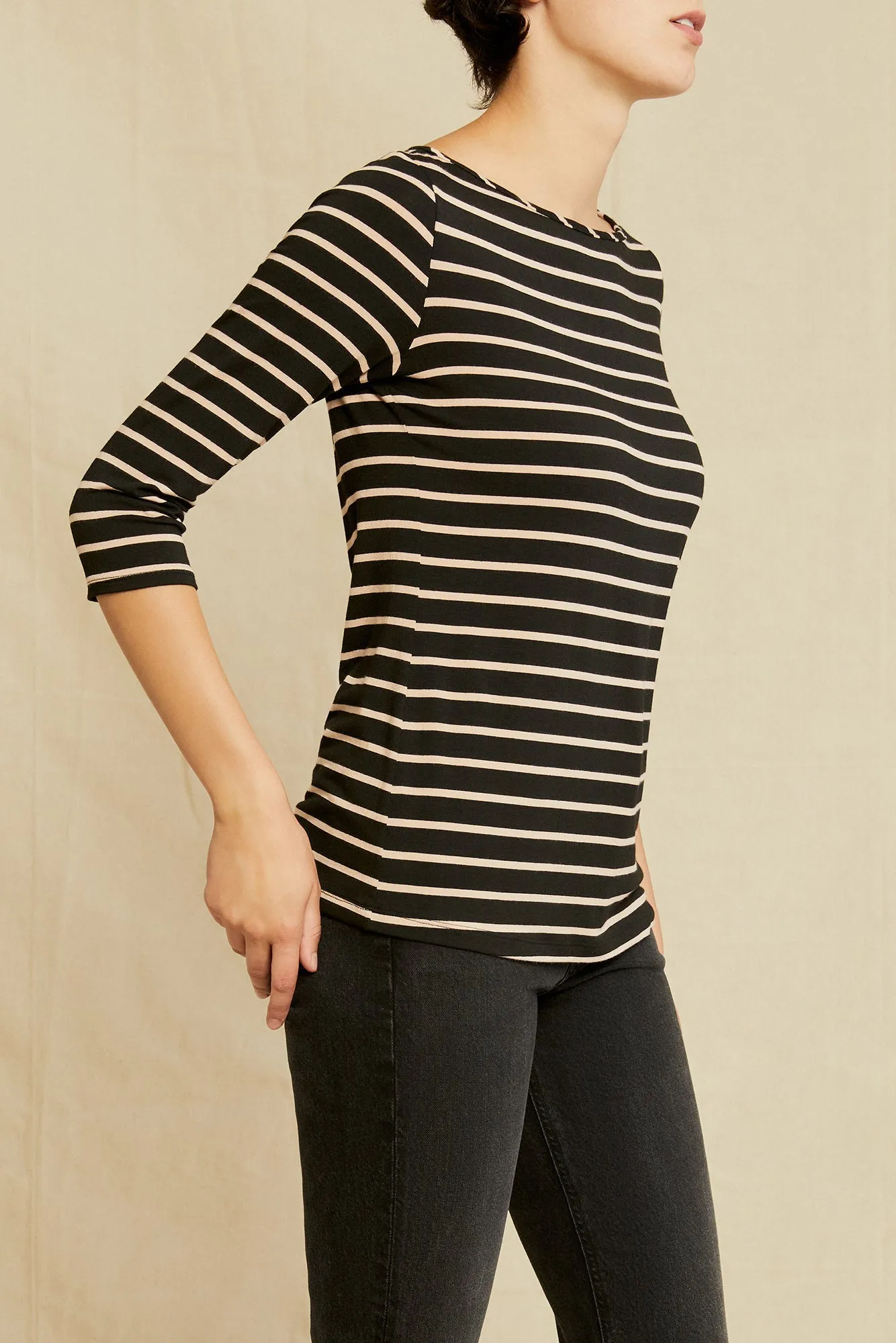 Francoise 3/4 Sleeve Modal Tee - Basque Stripe - ReAmour sold by Amour Vert product image thumbnail 2