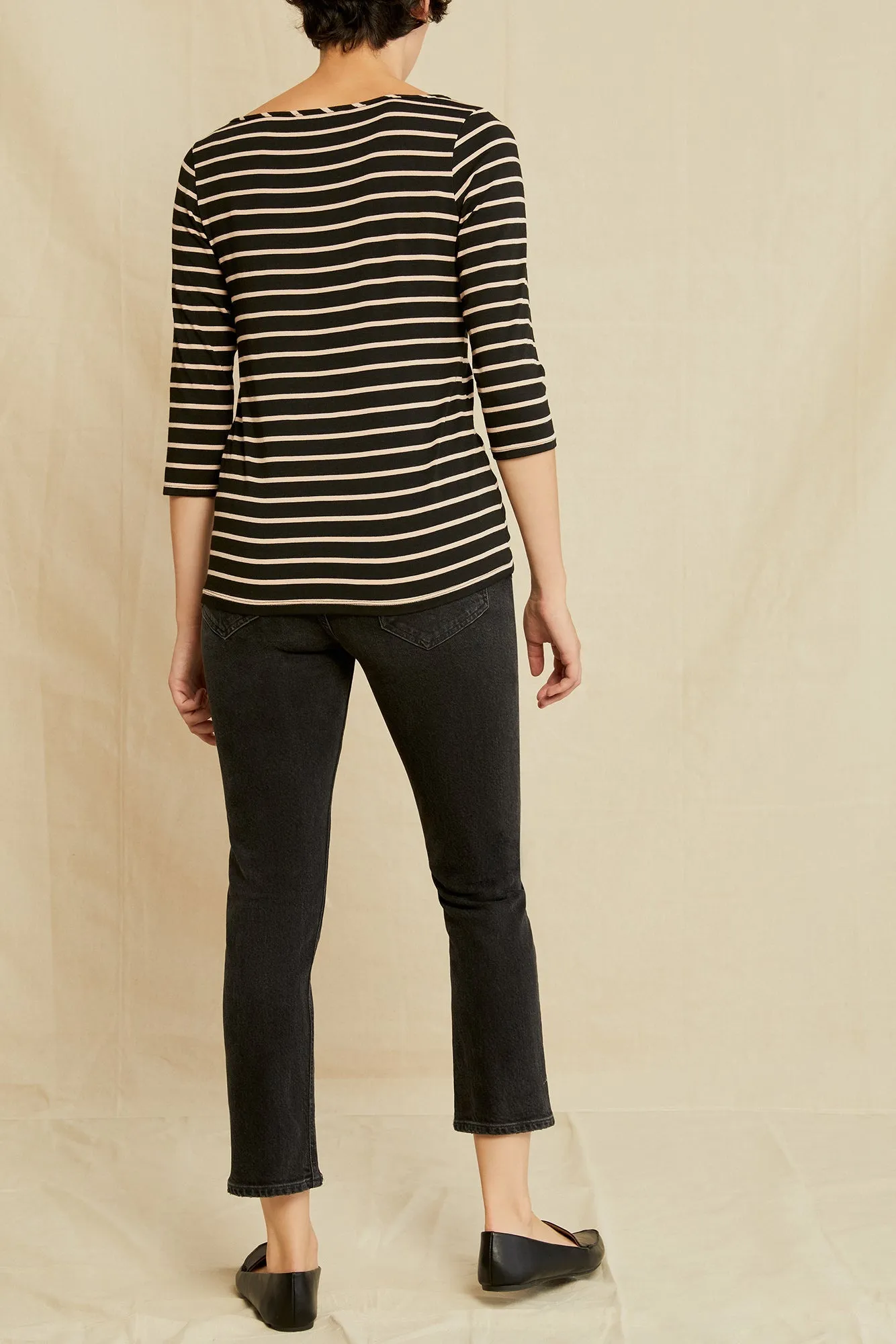 Francoise 3/4 Sleeve Modal Tee - Basque Stripe - ReAmour sold by Amour Vert product image thumbnail 3