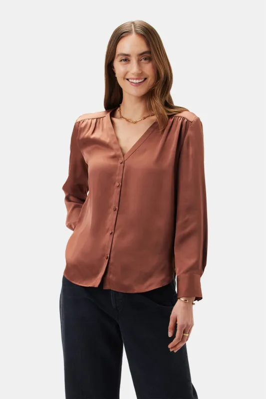 Kali Button Front Blouse - Cafe - ReAmour sold by Amour Vert