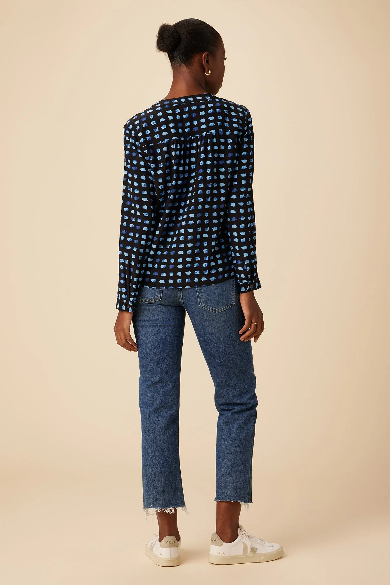 Kaya Washable Silk Blouse - Squared Up Black - ReAmour sold by Amour Vert product image thumbnail 3