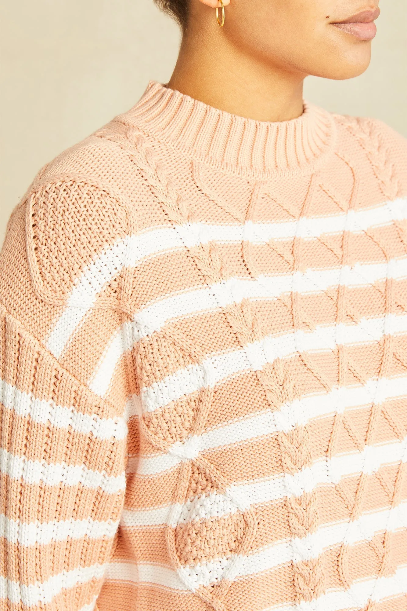 Meena Organic Cotton Sweater - Pink and Ivory - ReAmour sold by Amour Vert product image thumbnail 5