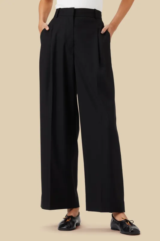 Pleated Wide Leg Trouser - Black - ReAmour sold by Amour Vert