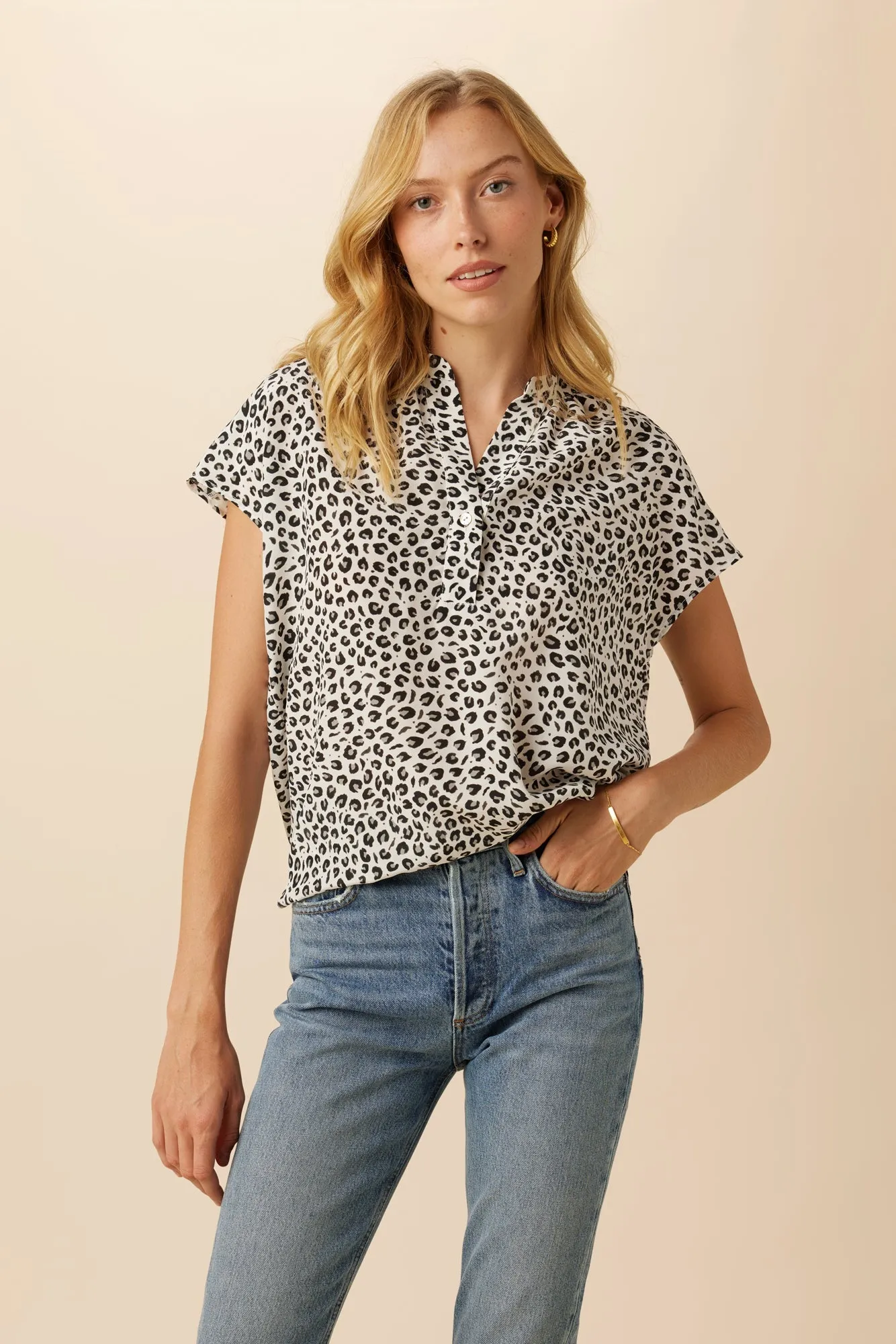 Renata Washable Silk Blouse - Tiger Eye Silver - ReAmour sold by Amour Vert