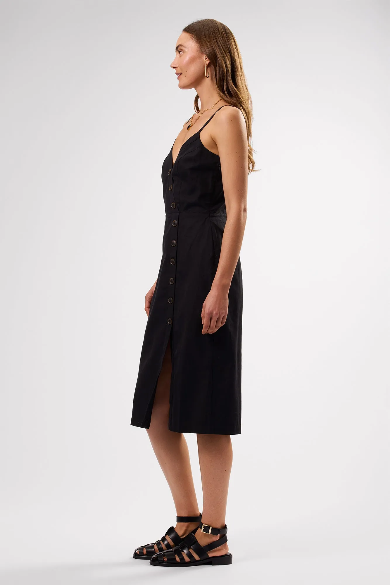 Lila Cotton Linen Dress - Black - ReAmour sold by Amour Vert product image thumbnail 4