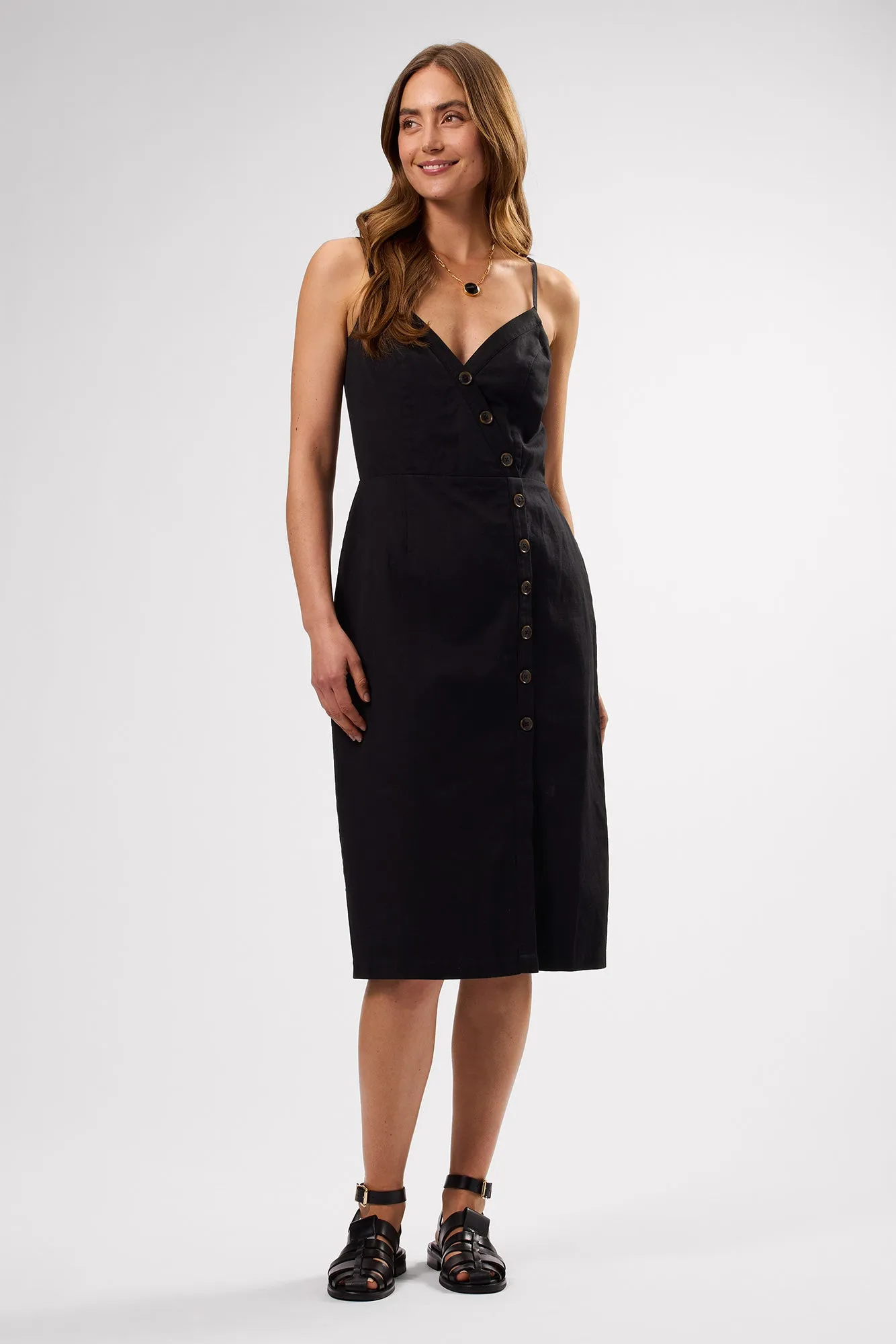 Lila Cotton Linen Dress - Black - ReAmour sold by Amour Vert product image thumbnail 3